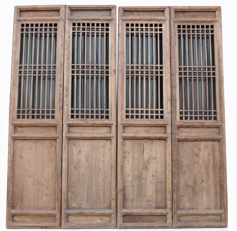 Late 19 Century Antique Chinese Lattice Screen Door - A Set of 4 Screen Panel