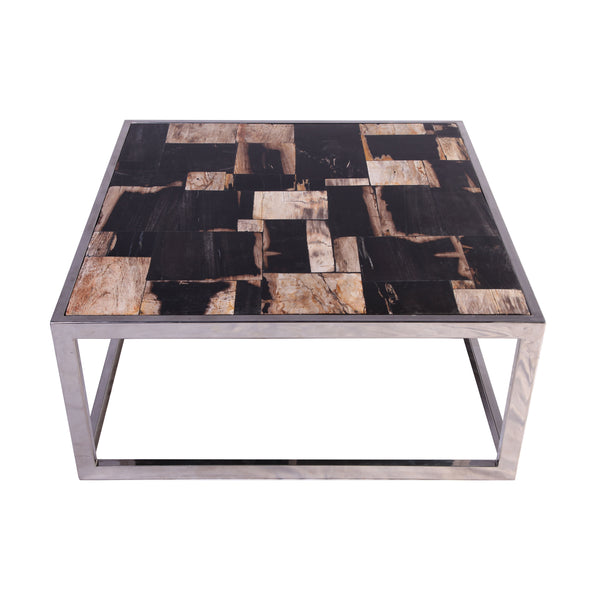Square Sliced Petrified Wood Top Coffee Table