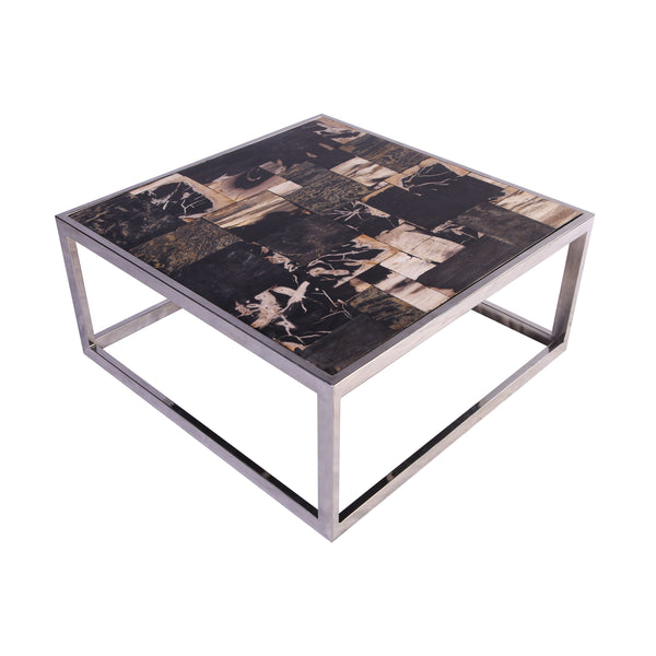 Square Sliced Petrified Wood Top Coffee Table