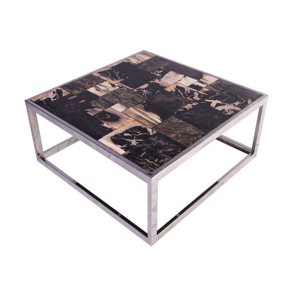 Square Sliced Petrified Wood Top Coffee Table