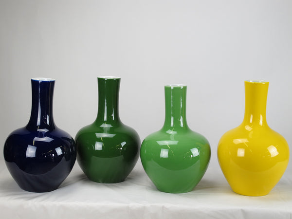 Dark Green Long Neck Porcelain Vase - Dyag East