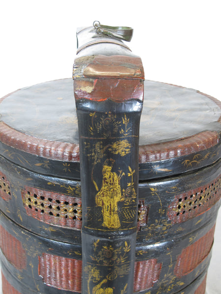 Bamboo Food Basket with Hand Painted Handle - Dyag East