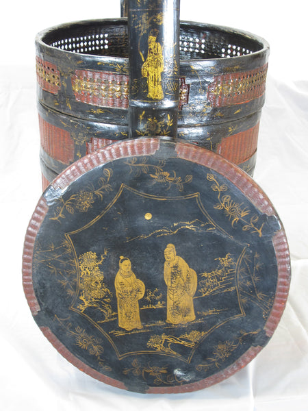 Bamboo Food Basket with Hand Painted Handle - Dyag East