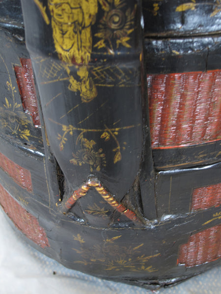 Bamboo Food Basket with Hand Painted Handle - Dyag East