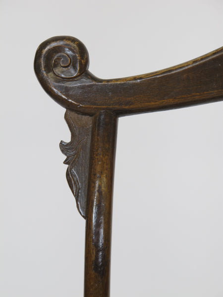 Antique Chinese Official Hat Armchair with Carved Back - Dyag East