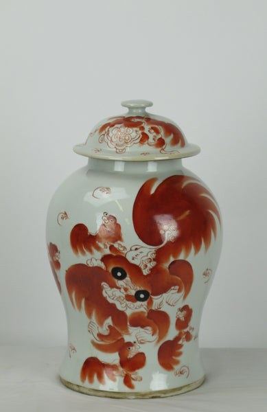 Red Dancing Lion Jar - Dyag East