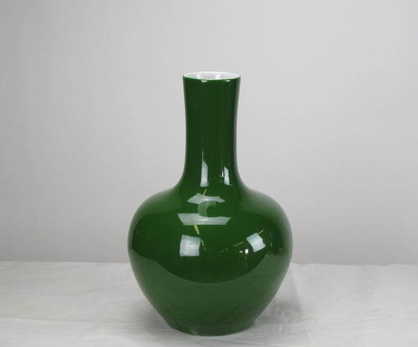 Dark Green Long Neck Porcelain Vase - Dyag East