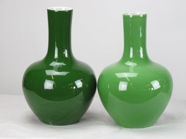 Dark Green Long Neck Porcelain Vase - Dyag East