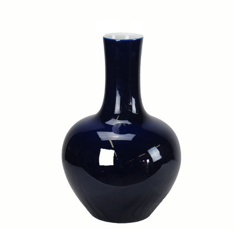 Deep Blue Long Neck Porcelain Vase - Dyag East
