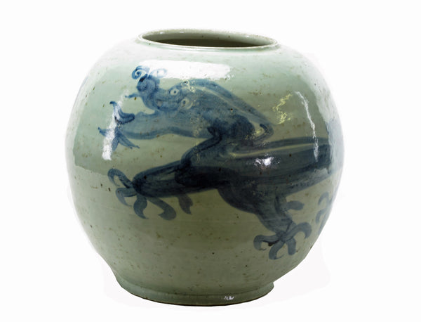 Round Blue & White Dragon Vase - Dyag East