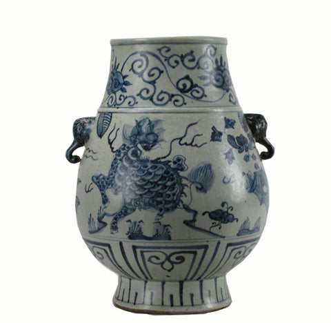 Blue and White Mystic Animal Vase - Dyag East