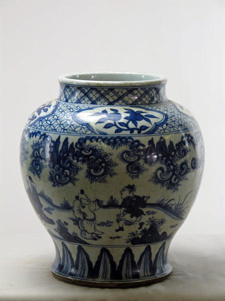 Blue and White Hand Painted Figure Decorative Vase - Dyag East