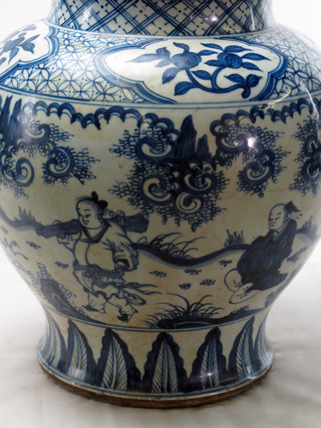 Blue and White Hand Painted Figure Decorative Vase - Dyag East