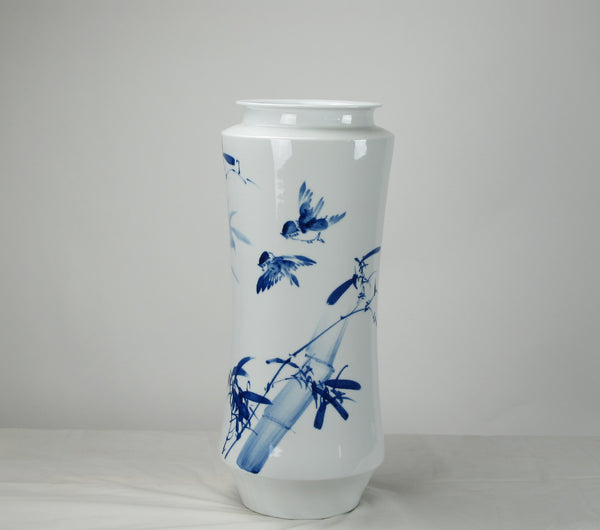 Blue and White Porcelain Bamboo Vase - Dyag East