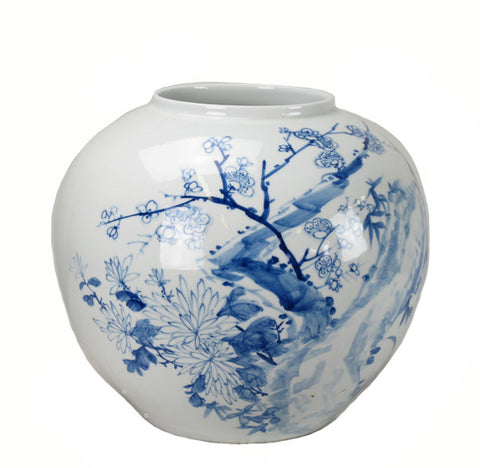 Blue and White Porcelain Melon Plum Flower Vase - Dyag East