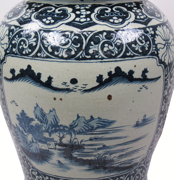 35 Inch Tall Grand Blue and White Porcelain Ginger Jar
