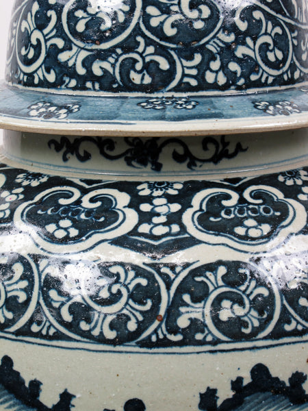 35 Inch Tall Grand Blue and White Porcelain Ginger Jar