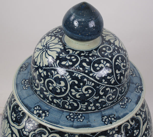 35 Inch Tall Grand Blue and White Porcelain Ginger Jar