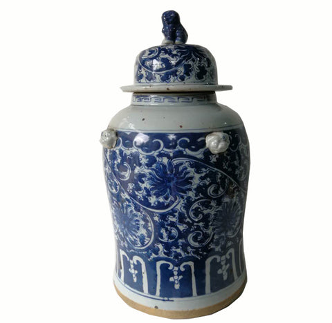 Blue and White Oriental Decorative Porcelain Ginger Jar
