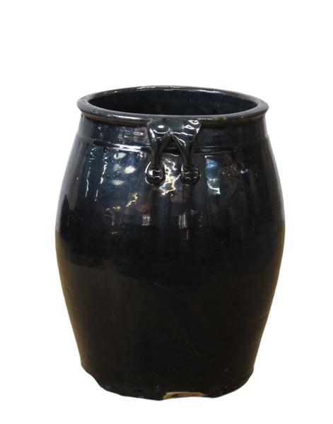 Hand Glazed Black Flower Pot