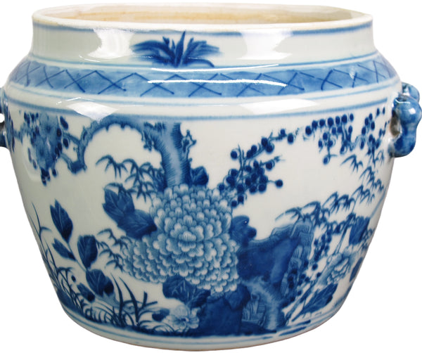 Pair Blue & White Jar with lid