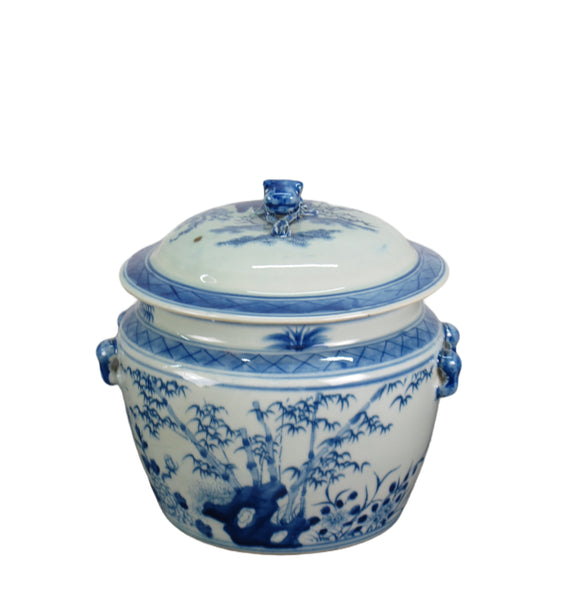 Pair Blue & White Jar with lid