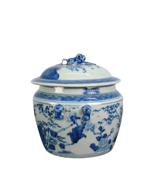 Pair Blue & White Jar with lid