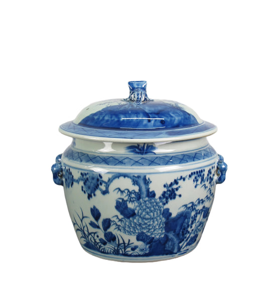 Pair Blue & White Jar with lid