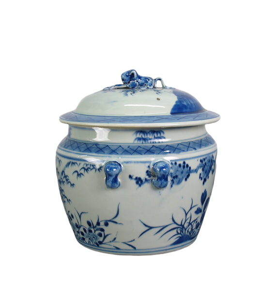 Pair Blue & White Jar with lid