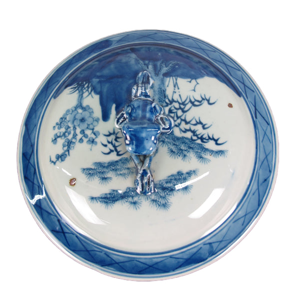 Pair Blue & White Jar with lid