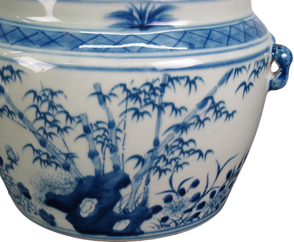 Pair Blue & White Jar with lid