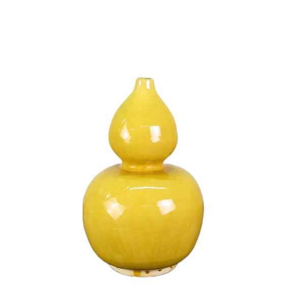 Yellow Bottle Gourd Shape Vase