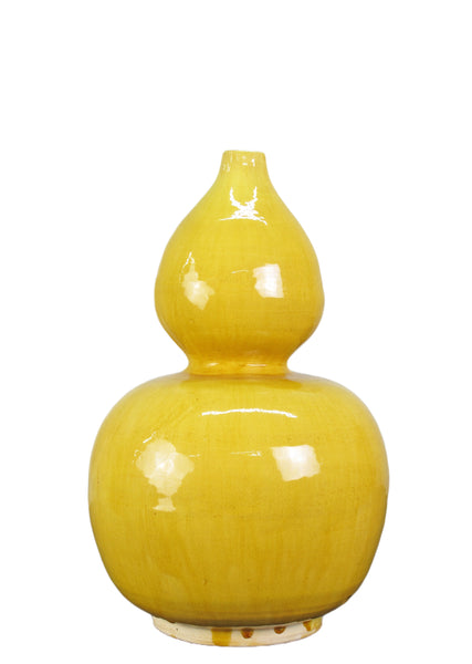 Yellow Bottle Gourd Shape Vase
