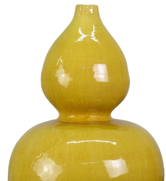 Yellow Bottle Gourd Shape Vase
