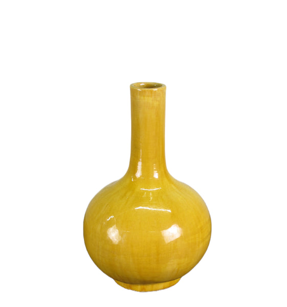 Yellow Long Neck Vase