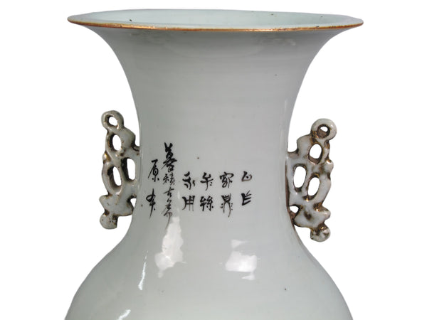 Vintage Chinese Dragon Flies Famille Rose Porcelain Vase