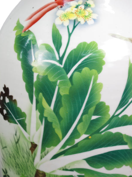 Vintage Chinese Dragon Flies Famille Rose Porcelain Vase