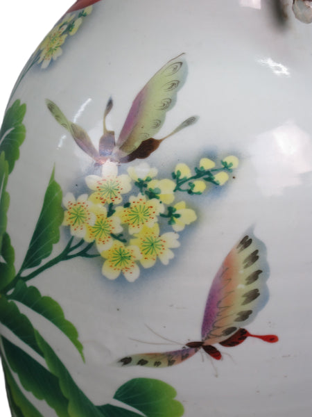 Vintage Chinese Dragon Flies Famille Rose Porcelain Vase