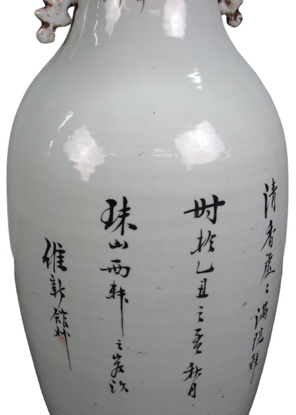 Vintage Chinese Dragon Flies Famille Rose Porcelain Vase