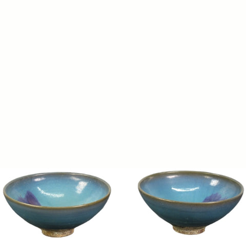 Pair Blue and Purple Ceramics Bowls