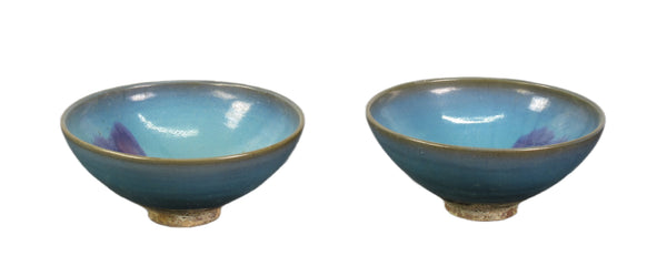 Pair Blue and Purple Ceramics Bowls