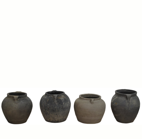 Set of 4 Earthenware Planter Pot with Handlers