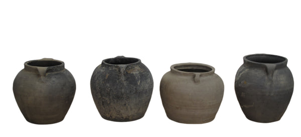 Set of 4 Earthenware Planter Pot with Handlers