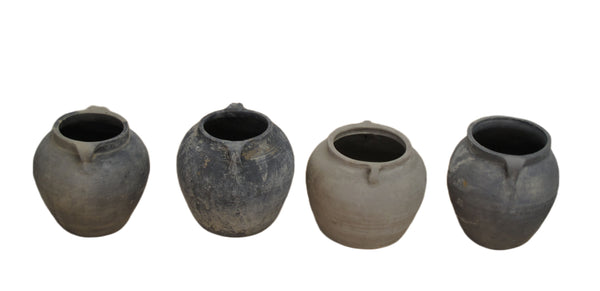 Set of 4 Earthenware Planter Pot with Handlers