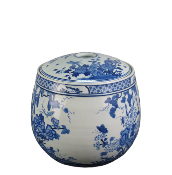 Blue & White Round Jar with lid