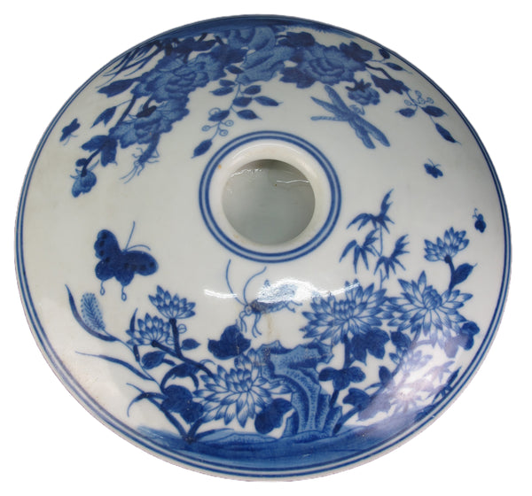 Blue & White Round Jar with lid
