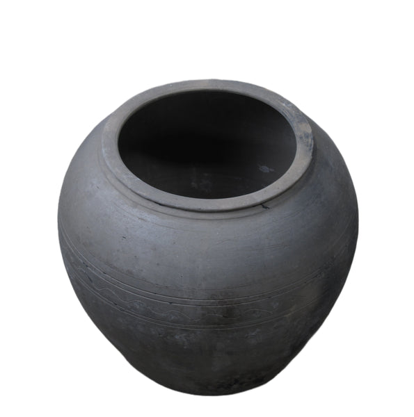 Large Black Grey Earthenware Planter Pot