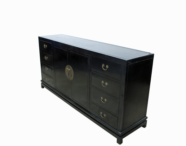 Black Lacquer Sideboard w 8 Drawers