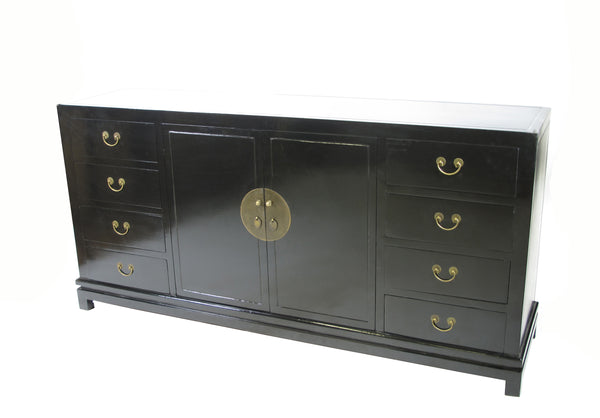 Black Lacquer Sideboard w 8 Drawers