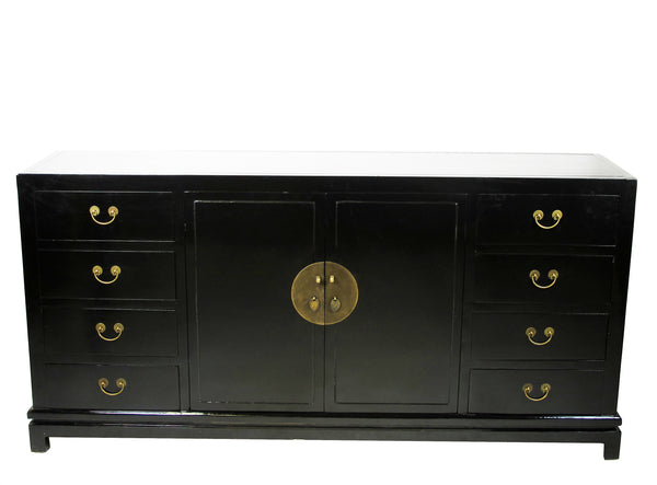 Black Lacquer Sideboard w 8 Drawers